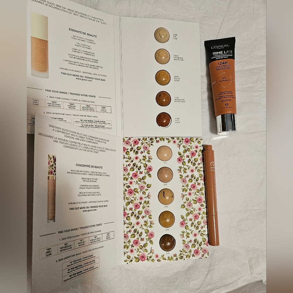 Tan Complexion Products - Loreal, Gucci, Elf